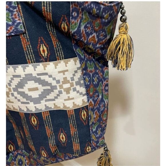 NWT Free People Basel Tassel Patchwork Tote In Southwestern Pattern, - Picture 5 of 8